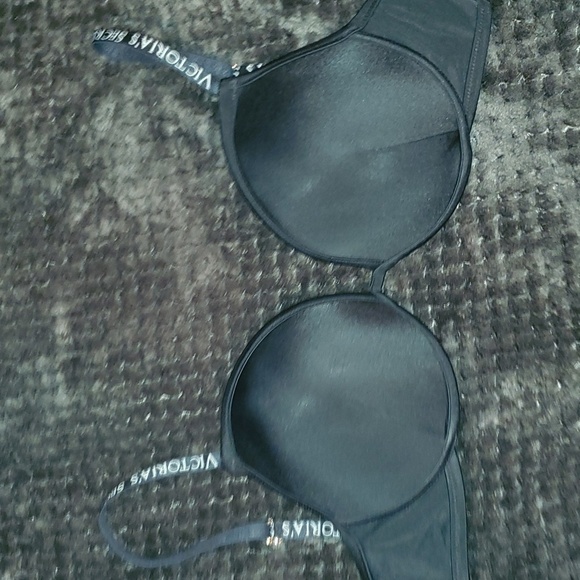 Victoria's Secret Bikini Top Black with Logo Straps Size 36D - Picture 5 of 5